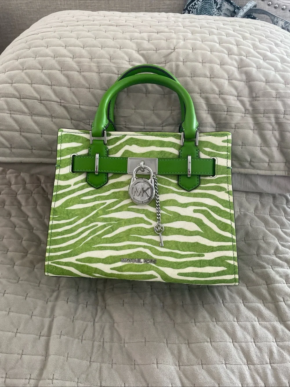 Michael Kors Lime Green calf hair and leather Satchel / crossbody